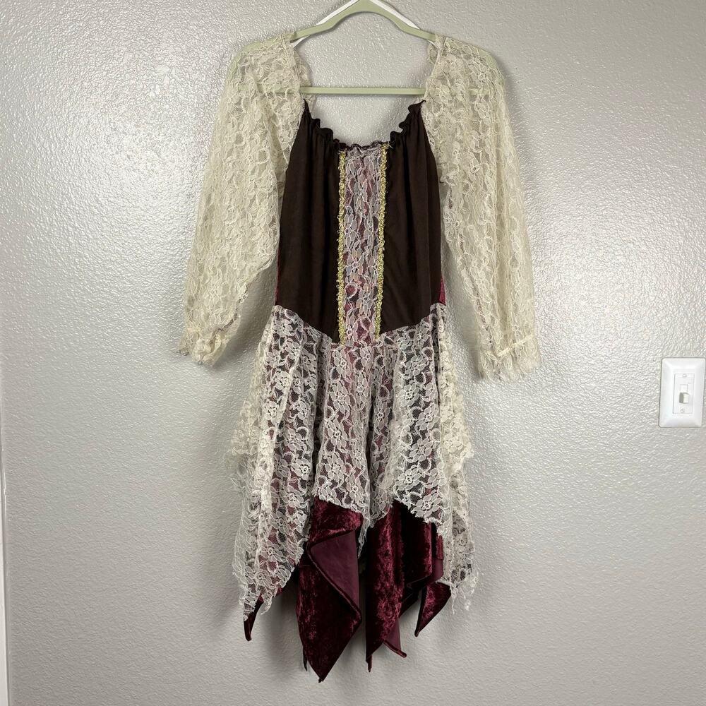 Vintage Size Large Witchy Whimsigoth Lace Asymmetrical Pirate Dress Costume